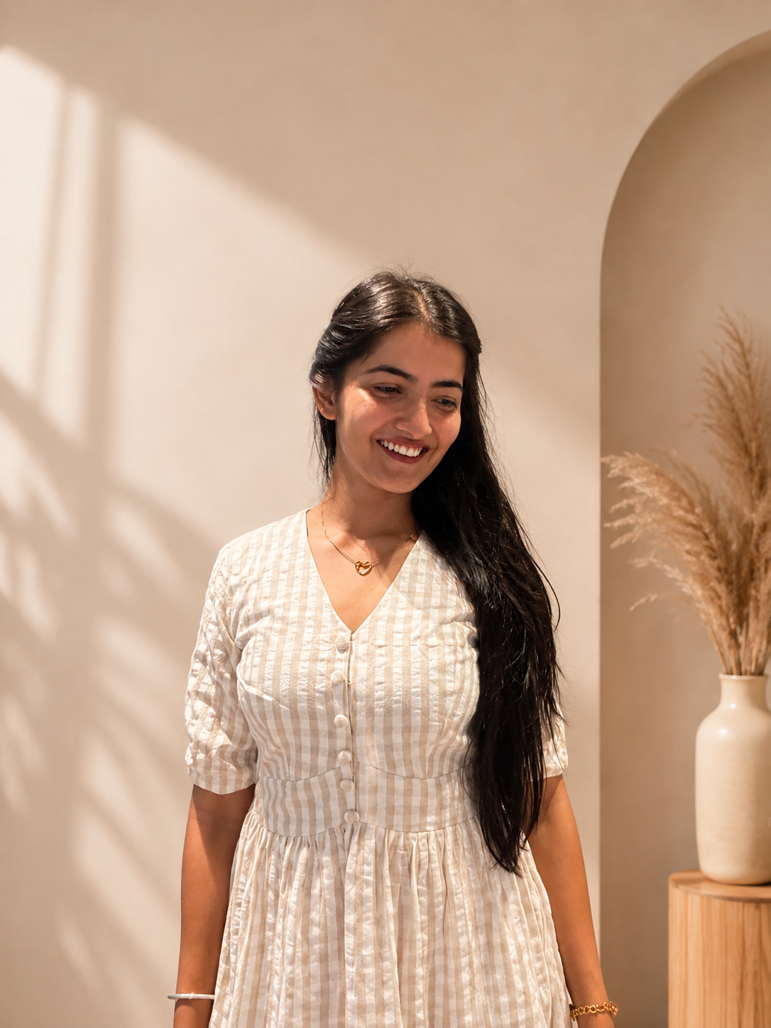 Oat Gingham Dress